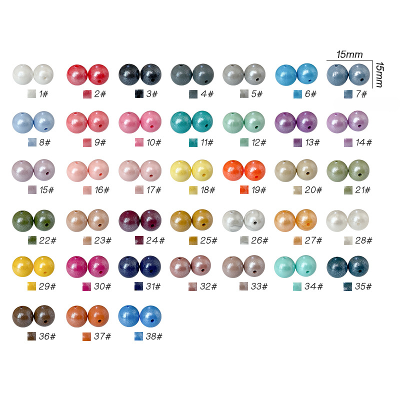 15MM Fine Shiny Silicone Round Beads-50PCS