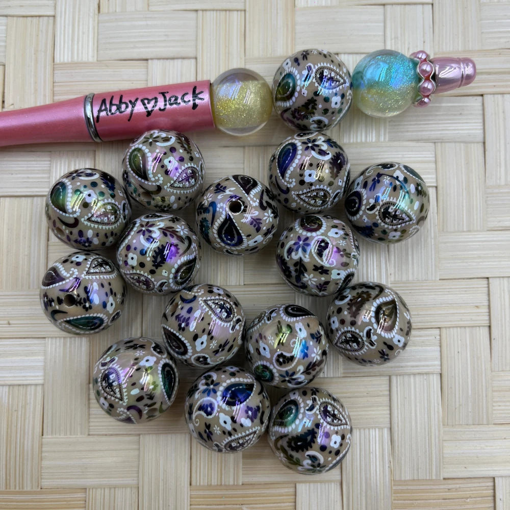 20MM Brown Western Pattern Beads | Beadable Pens Bracelets Keychain