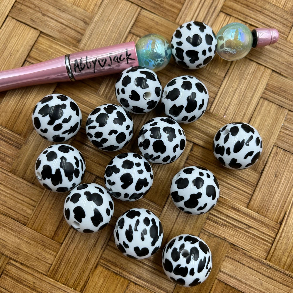 20MM Cow Print Acrylic Beads | Beadable Pens Keychains Bracelets