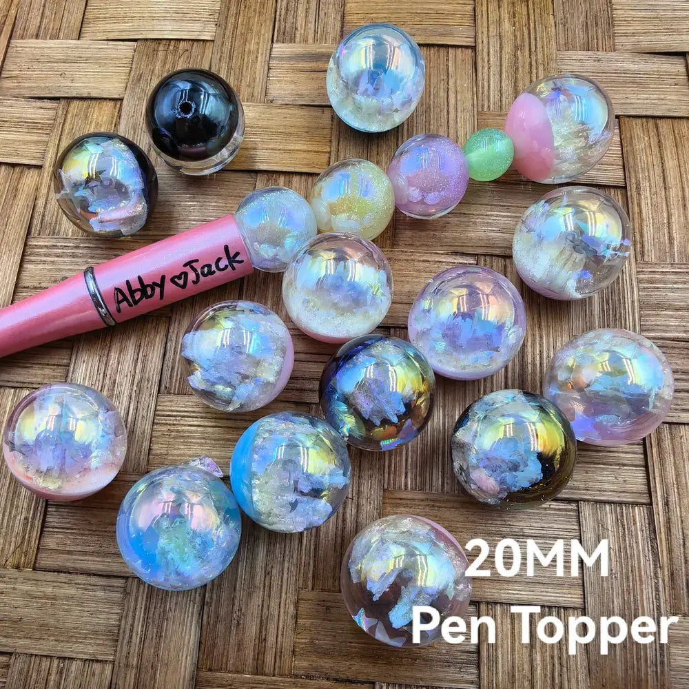20MM Luminous Multi-Color Clear Pen Topper Acrylic Bead