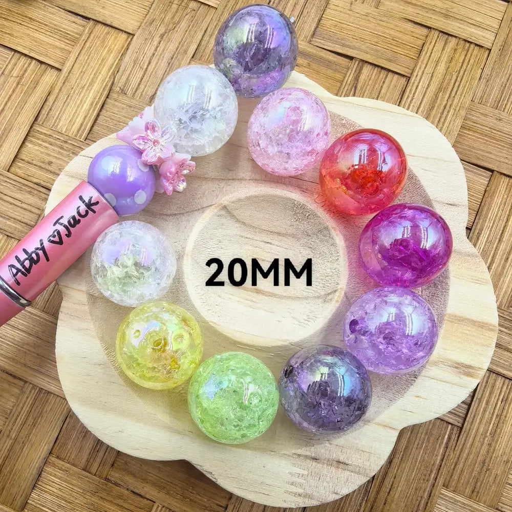 20MM Multi-Color UV Coating Cracked Acrylic Bead