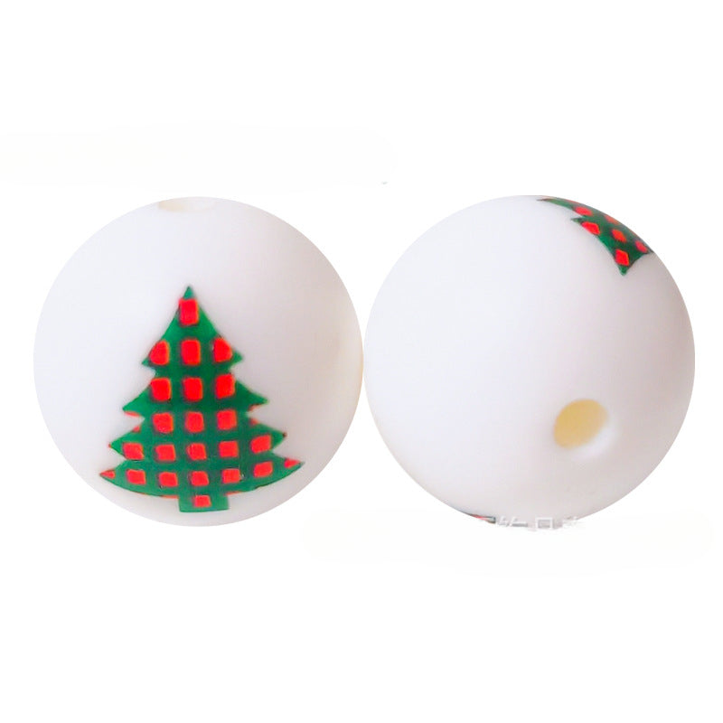 Cartoon Silicone Christmas Loose Beads-50PCS