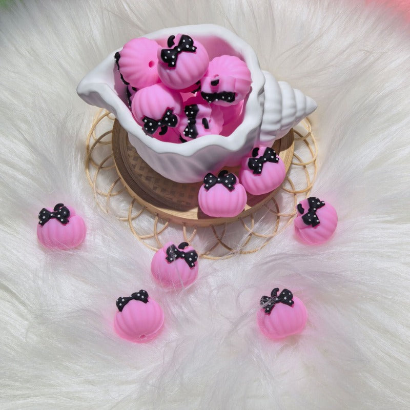 3D Pumpkin Braid Silicone Cartoon Beads -10PCS