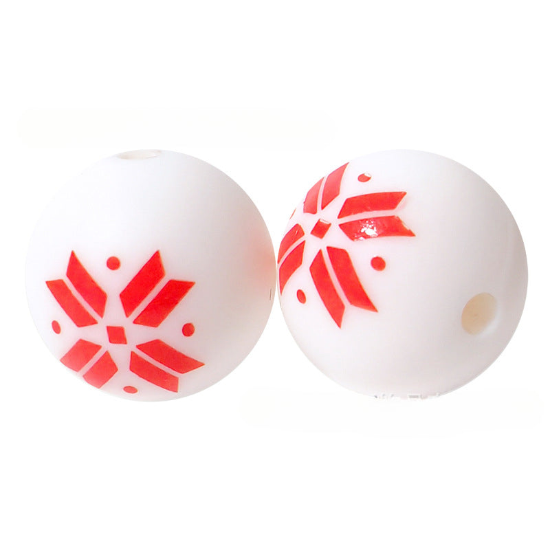 Cartoon Silicone Christmas Loose Beads-50PCS