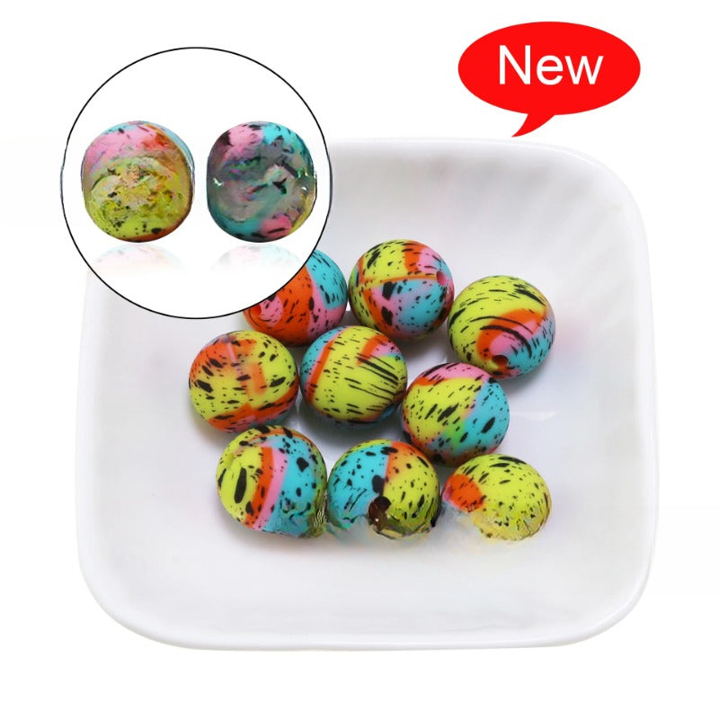 Leopard Print Water Transfer Silicone Beads-50PCS