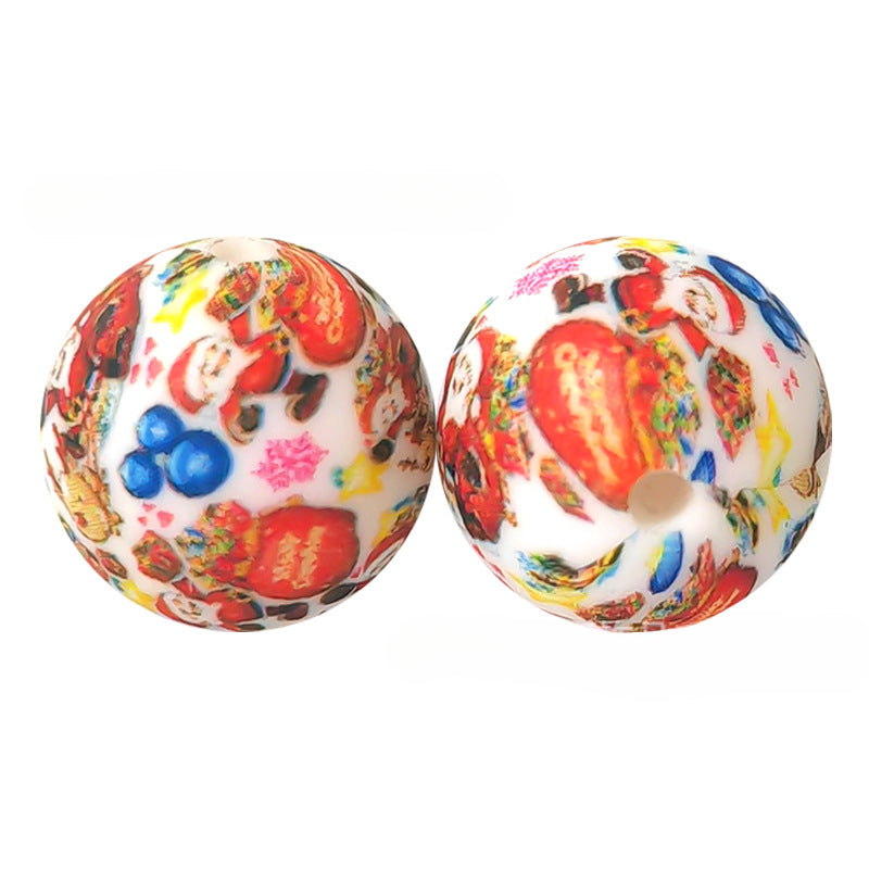 Cartoon Silicone Christmas Loose Beads-50PCS