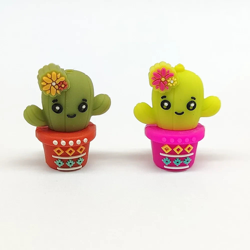 3D Cactus Silicone Focal Beads for DIY Keychains Bracelet Pens