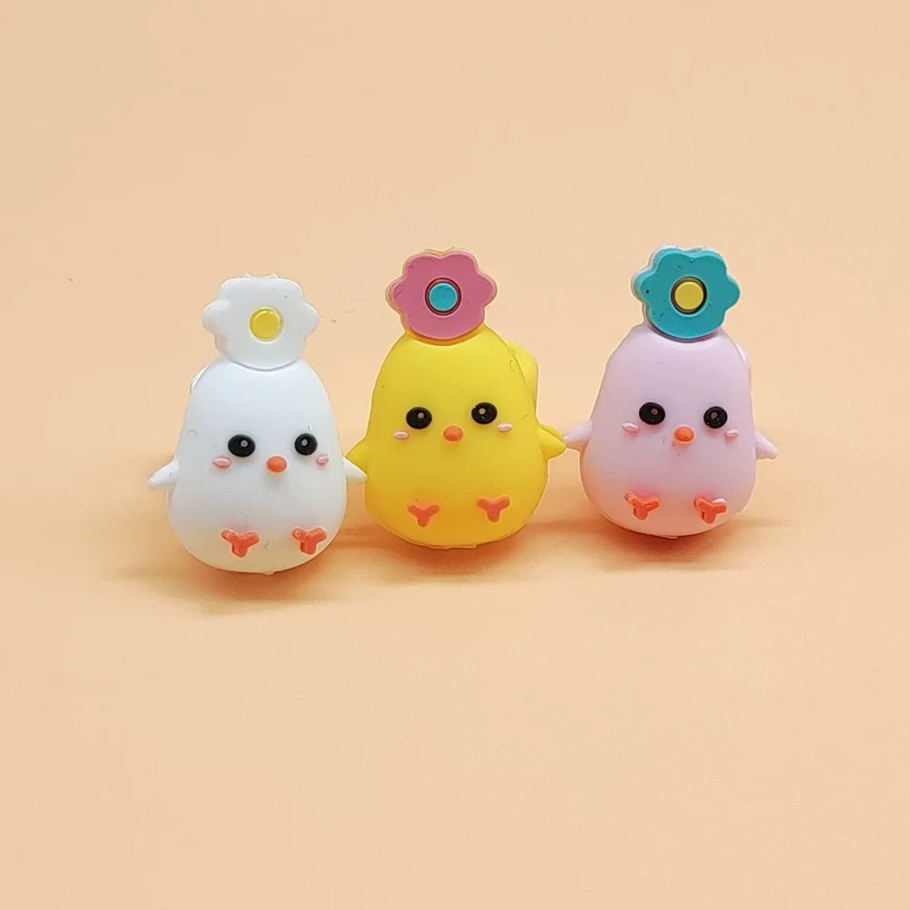 3D Chick Silicone Focal Beads for DIY Keychains Bracelet Pens