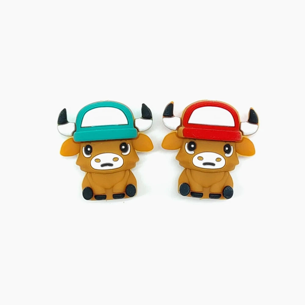 3D Cow Silicone Focal Beads for DIY Keychains Bracelet Pens