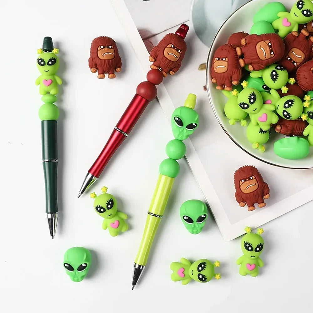 3D Alien Silicone Focal Beads for DIY Pens Keychains
