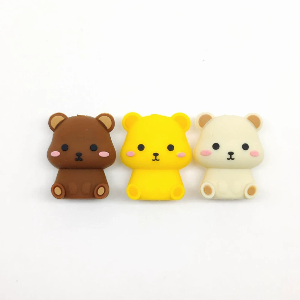 3D Animal Bear Silicone Focal Beads for DIY Keychains Bracelet Pens