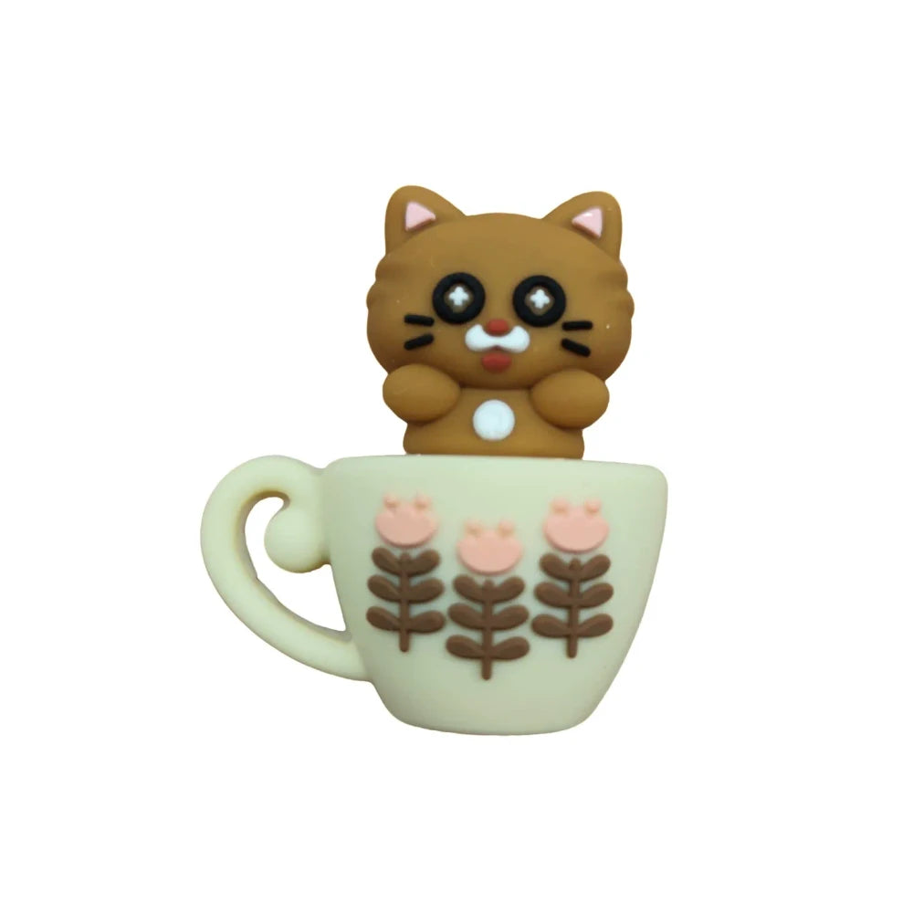 3D Animal Cup Silicone Focal Beads for DIY Keychains Bracelet Pens