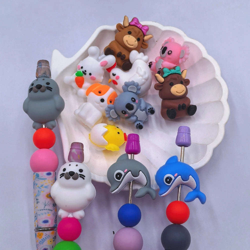 3D Animals Silicone Focal Beads for DIY Pens Bracelet Keychains