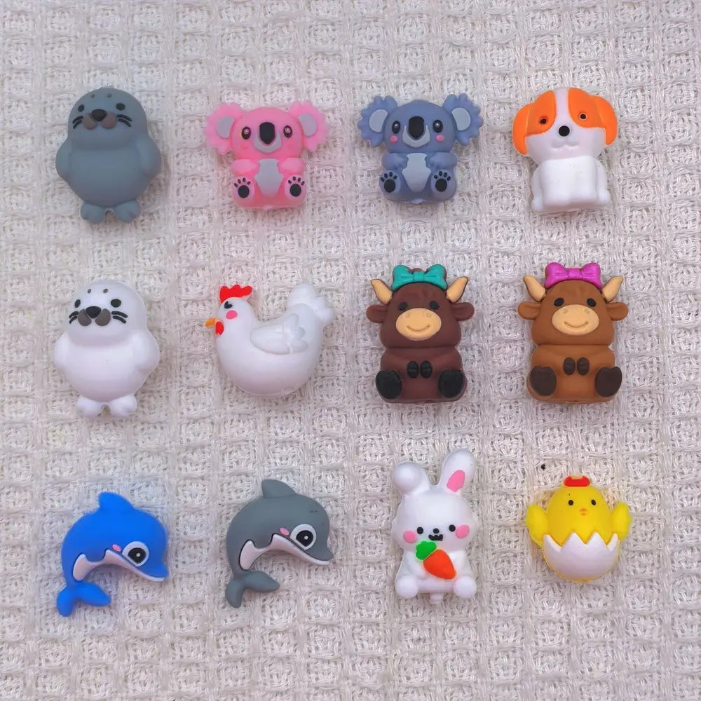 3D Animals Silicone Focal Beads for DIY Pens Bracelet Keychains