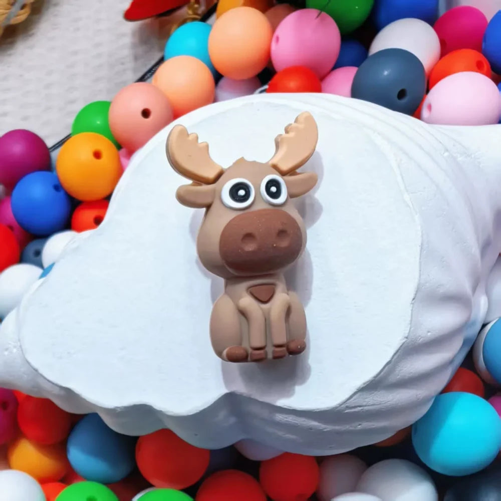 3D Animals Silicone Focal Beads for DIY Pens Keychains