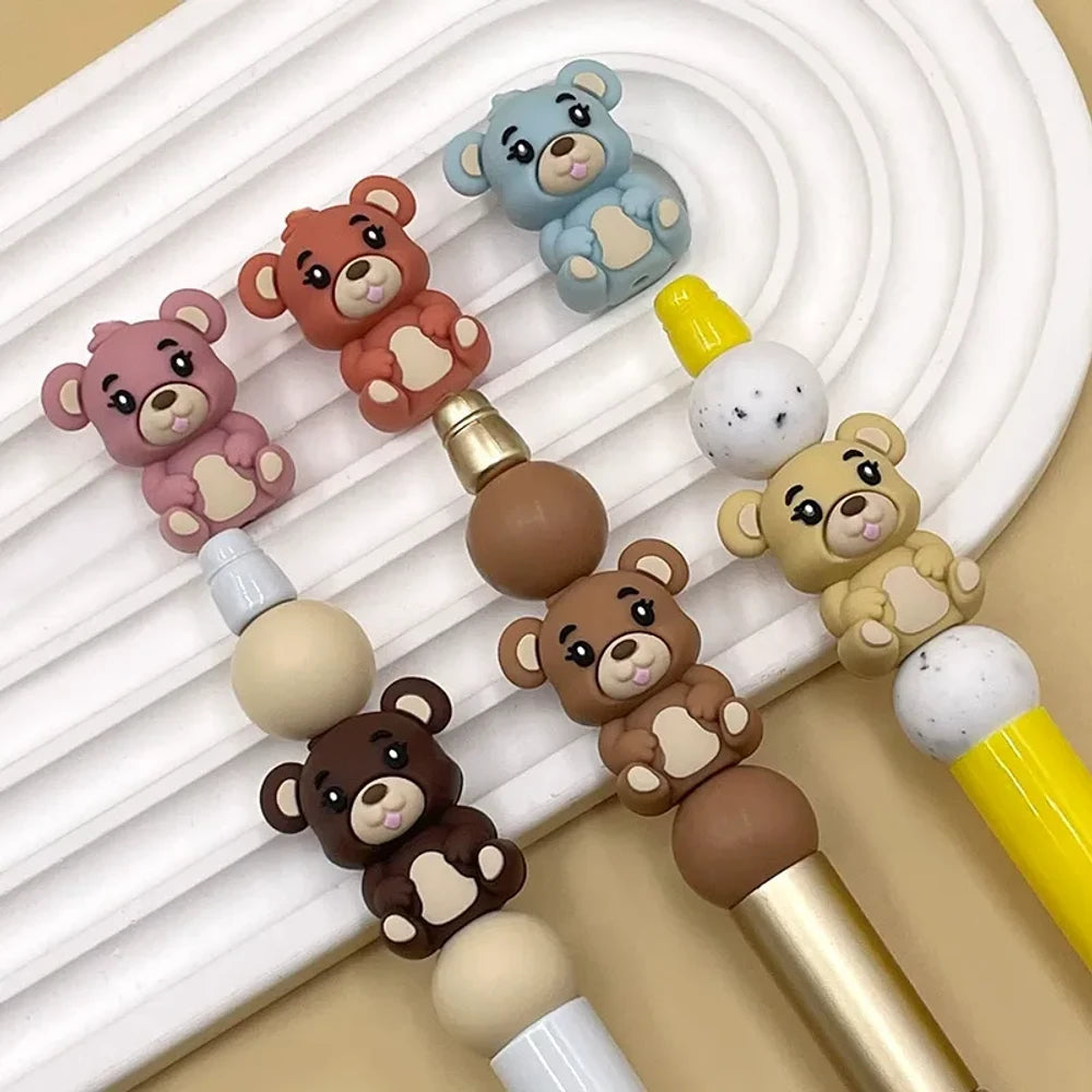 3D Bear Silicone Focal Beads for DIY Keychains Bracelet Pens