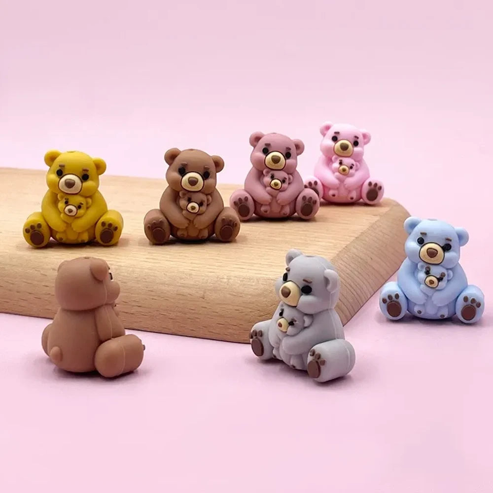 3D Bear Silicone Focal Beads for DIY Keychains Bracelet Pens