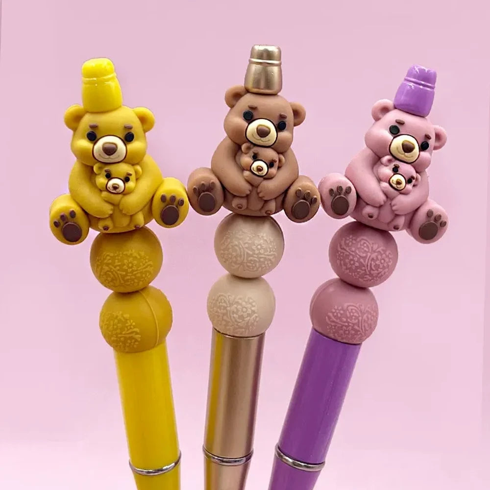 3D Bear Silicone Focal Beads for DIY Keychains Bracelet Pens