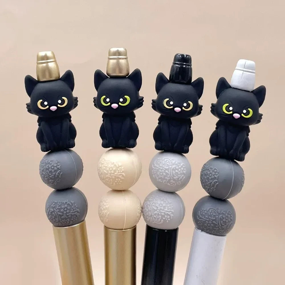 3D Black Cat Silicone Focal Beads for DIY Keychains Bracelet Pens
