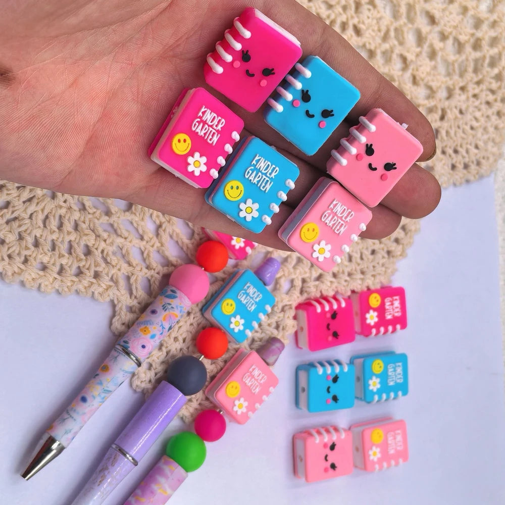 3D Book Silicone Focal Beads for DIY Pens Bracelet Keychains