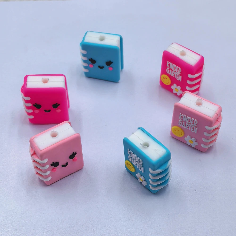 3D Book Silicone Focal Beads for DIY Pens Bracelet Keychains