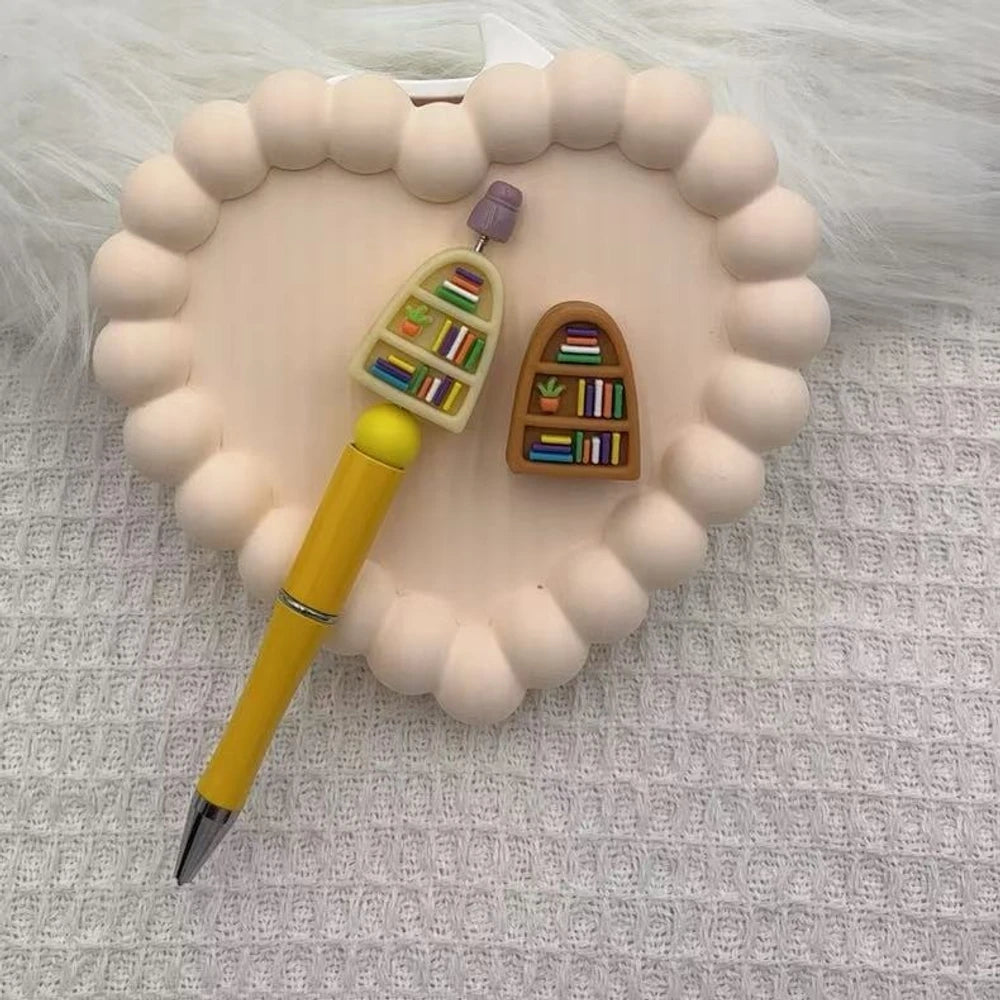 3D Bookshelf Silicone Focal Beads for DIY Pens Keychains