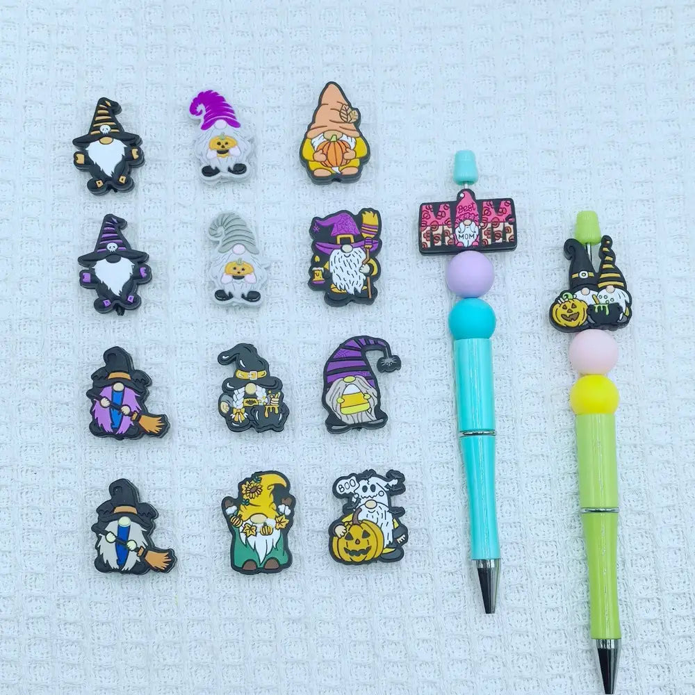 Flatback Halloween Gnome Series Silicone Focal Beads for DIY Pens Keychains