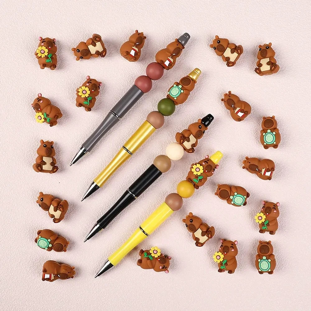 3D Capybara Silicone Focal Beads for DIY Keychains