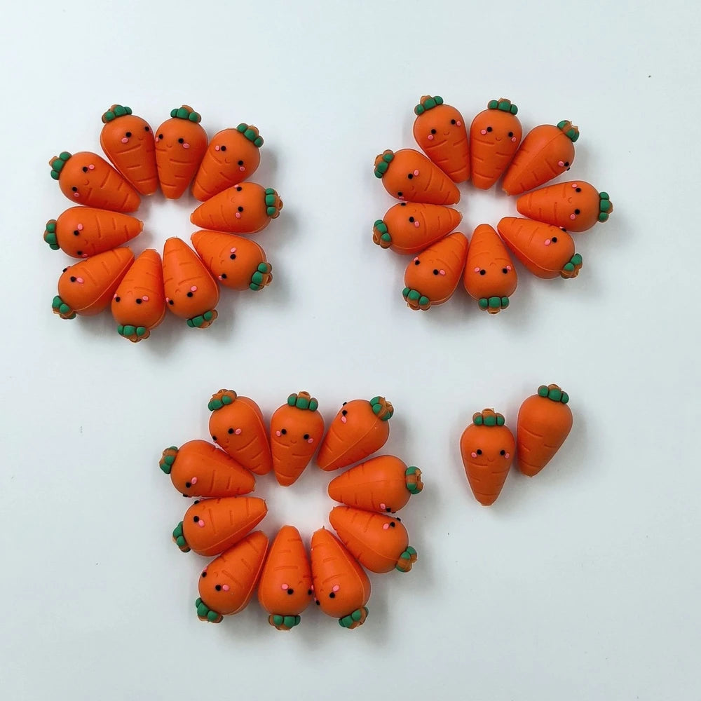 3D Carrot Silicone Focal Beads for DIY Pens Keychain