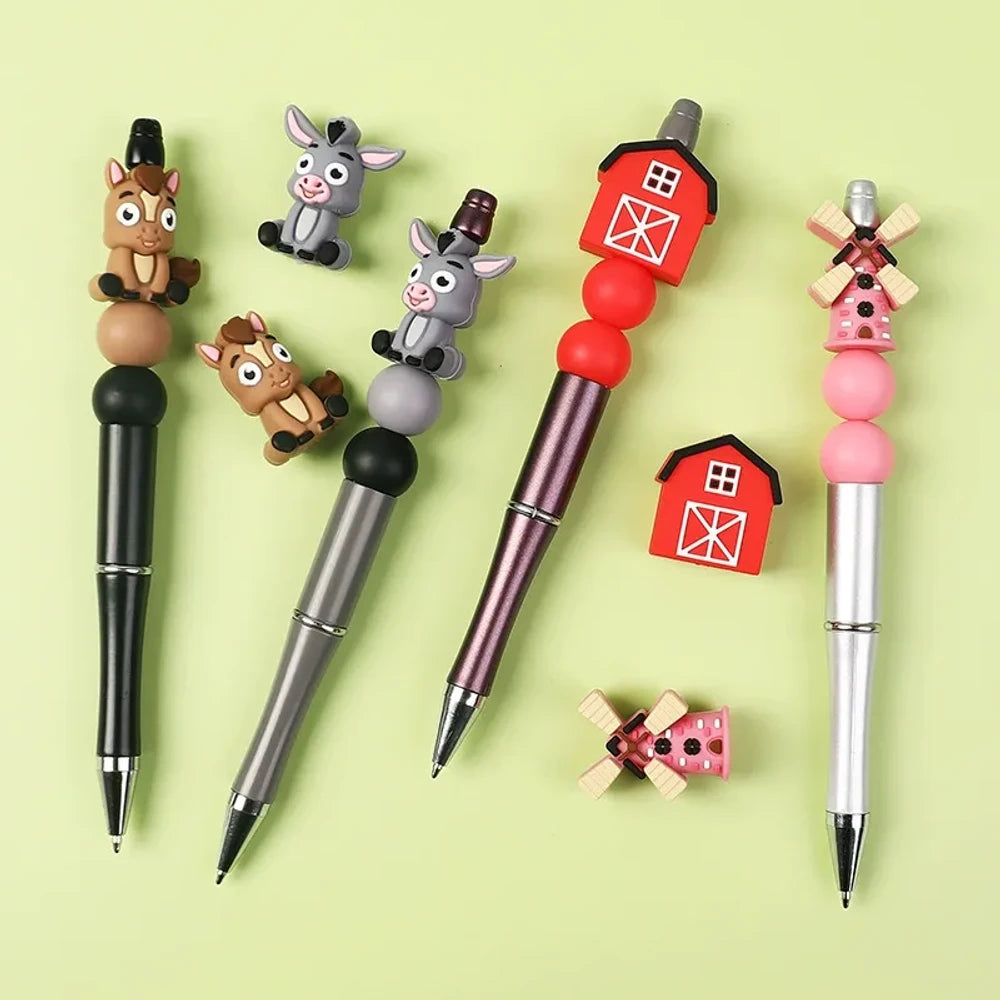 3D Cartoon Farm Silicone Focal Beads for DIY Keychains