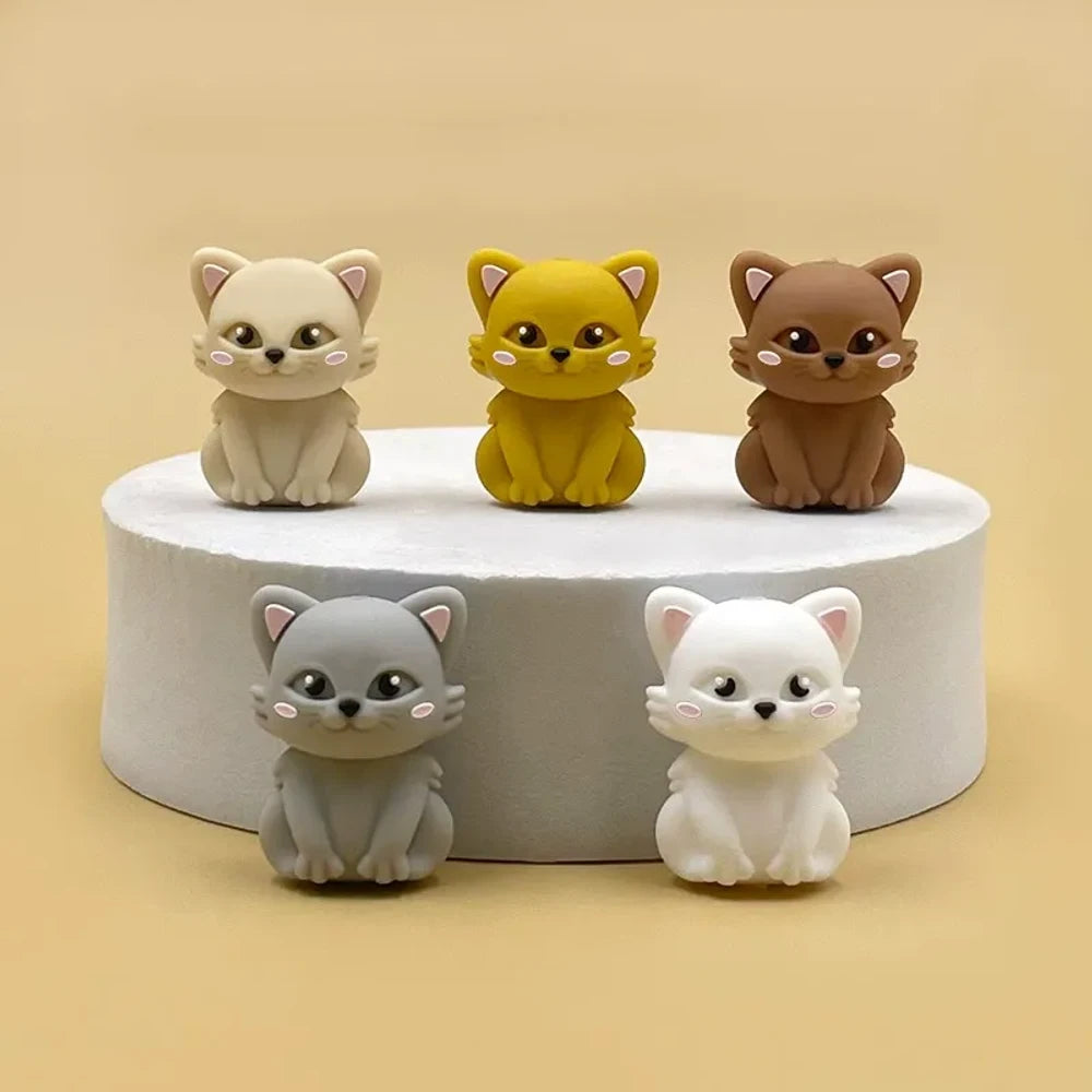 3D Cat Silicone Focal Beads for DIY Keychains Bracelet Pens