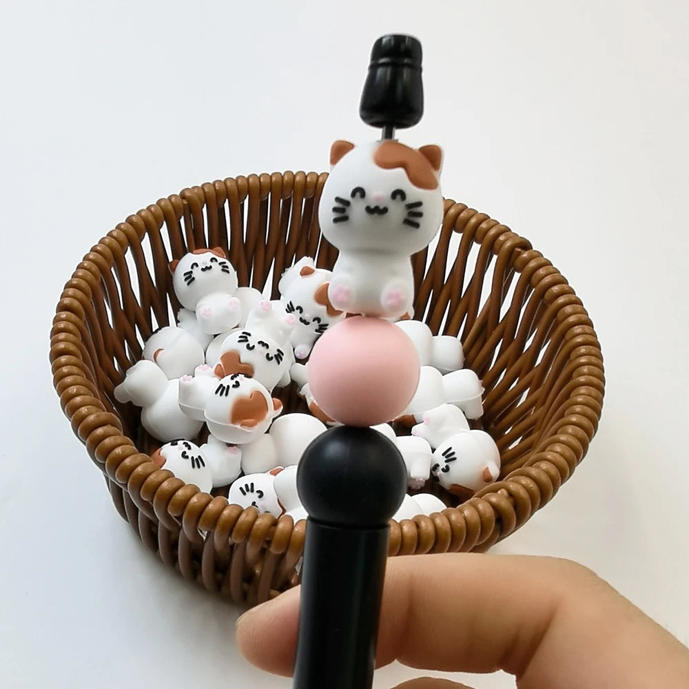 3D Cat Silicone Focal Beads for DIY Pens Keychain