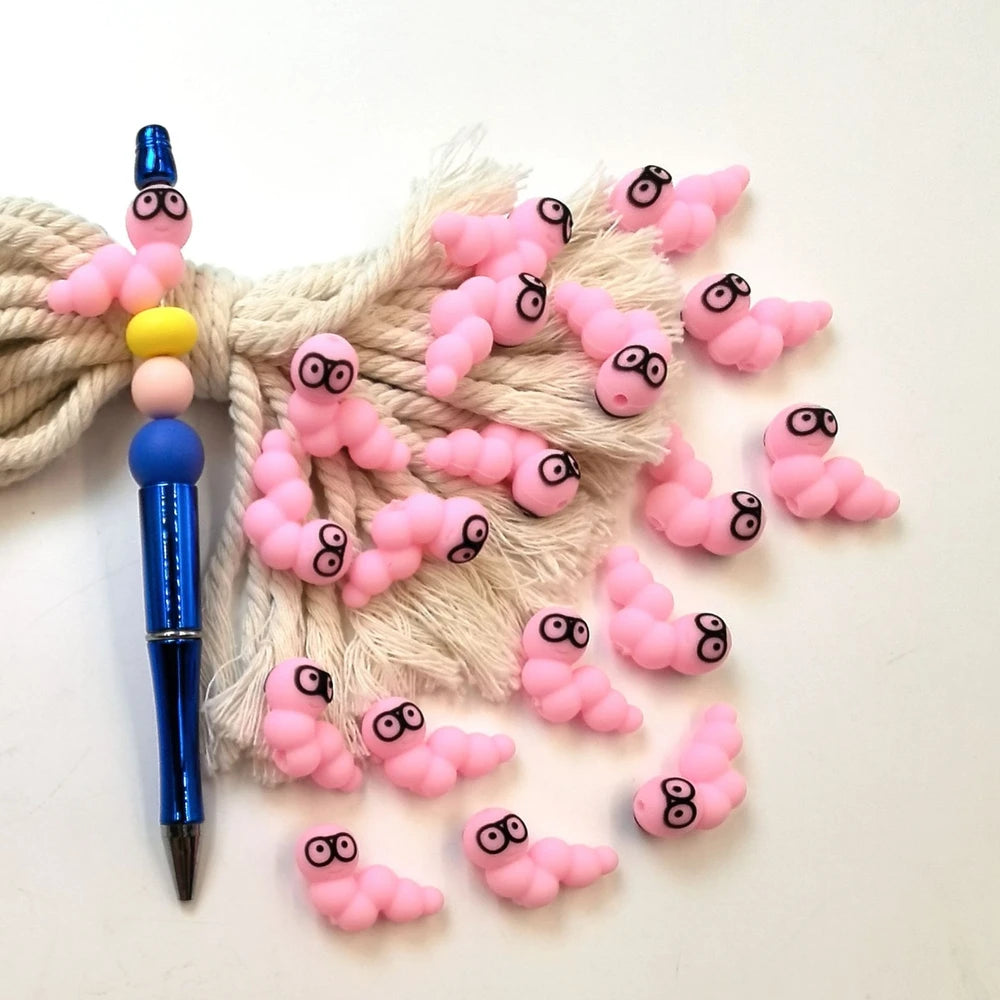 3D Caterpillar Silicone Focal Beads for DIY Pens Keychain