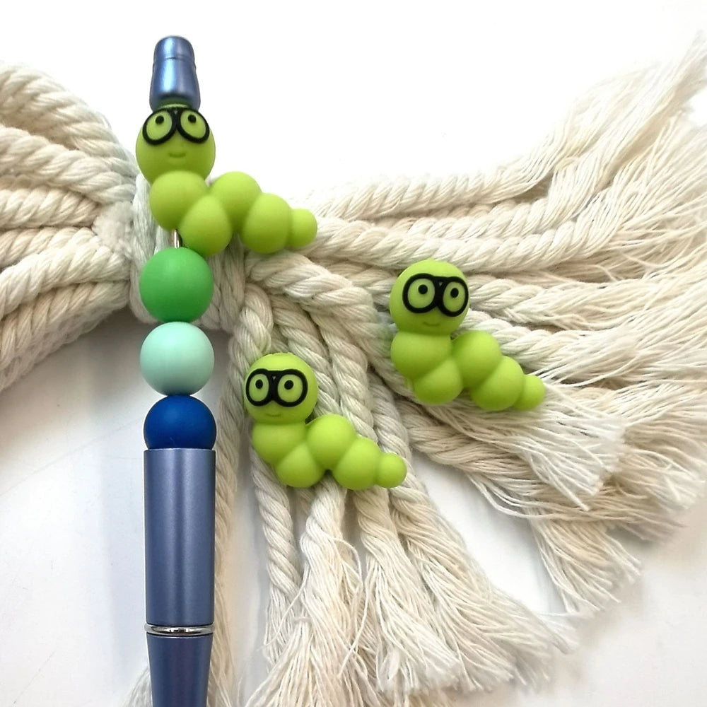 3D Caterpillar Silicone Focal Beads for DIY Pens Keychain