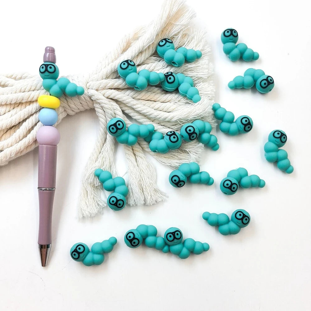 3D Caterpillar Silicone Focal Beads for DIY Pens Keychain