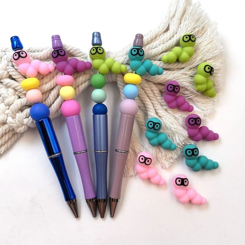 3D Caterpillar Silicone Focal Beads for DIY Pens Keychain