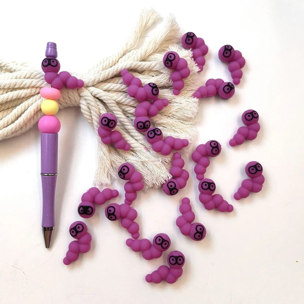 3D Caterpillar Silicone Focal Beads for DIY Pens Keychain
