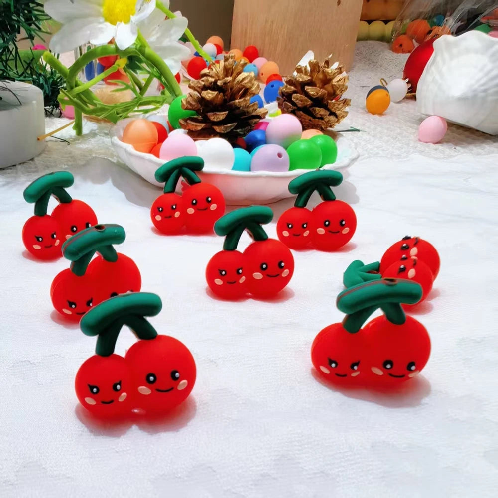3D Cherry Silicone Focal Beads for DIY Pens Bracelet