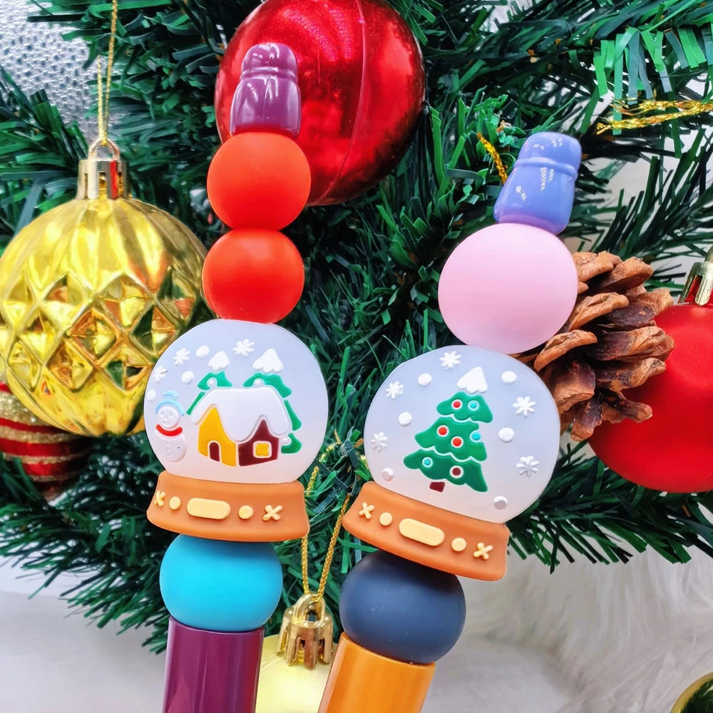 3D Christmas Ball Silicone Focal Beads for DIY Pens Bracelet Keychains