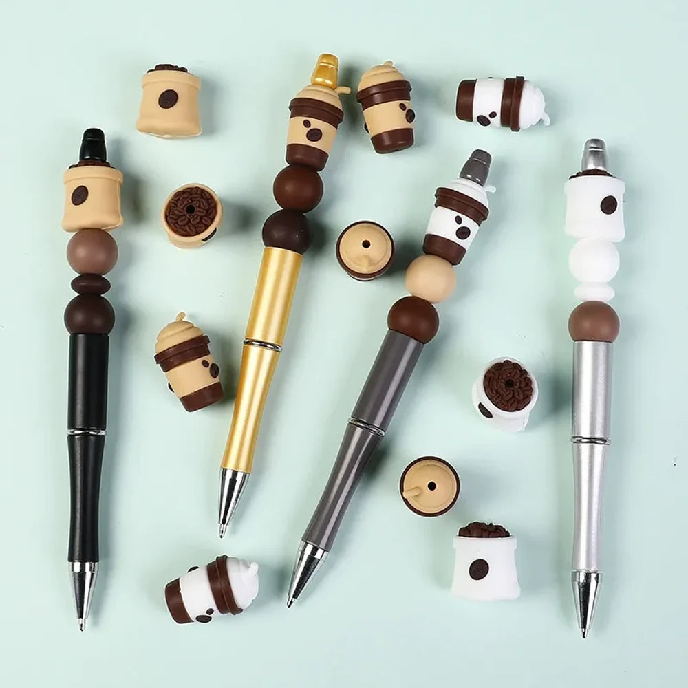 3D Coffee Cup Silicone Focal Beads for DIY Pens Keychains