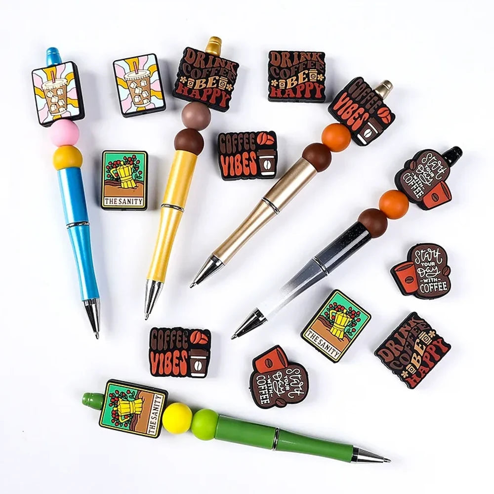 Flatback Coffee Series Silicone Focal Beads for DIY Pens Keychains