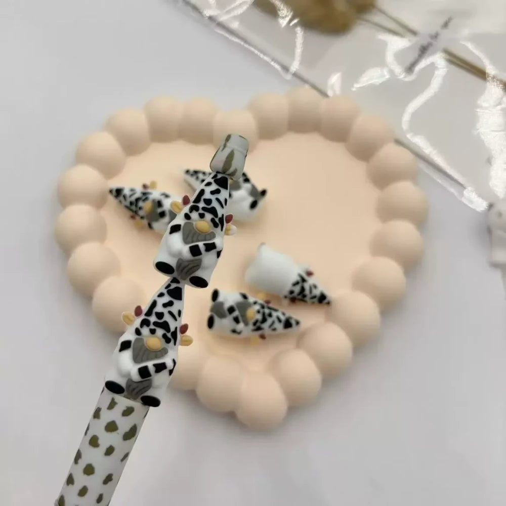 3D Cow Gnome Silicone Focal Beads for DIY Pens Keychain