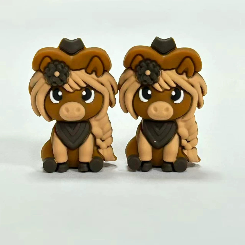 3D Cow Silicone Focal Beads for DIY Keychains Bracelet Pens