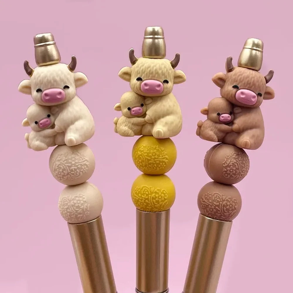 3D Cow Silicone Focal Beads for DIY Keychains Bracelet Pens