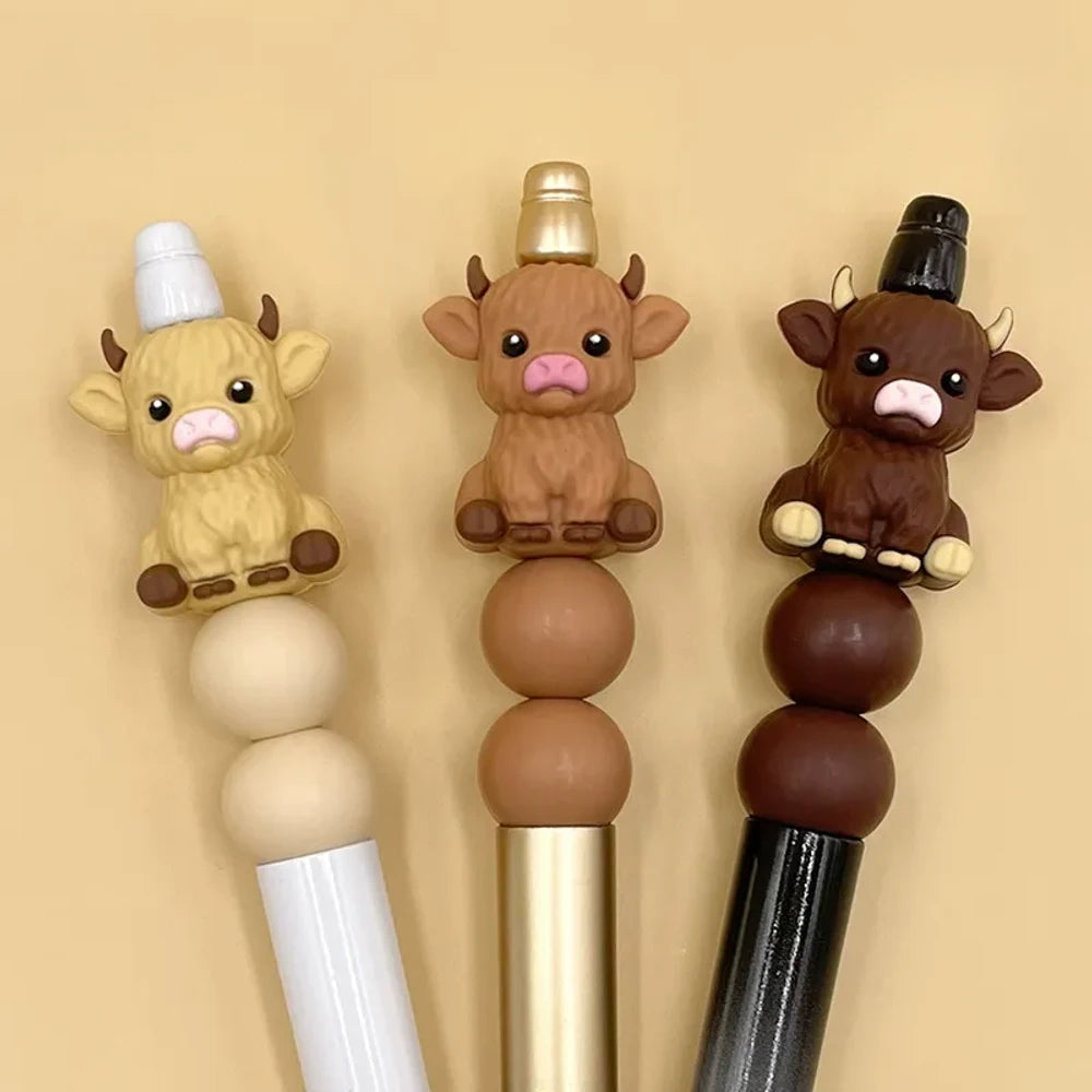 3D Cow Silicone Focal Beads for DIY Keychains Bracelet Pens
