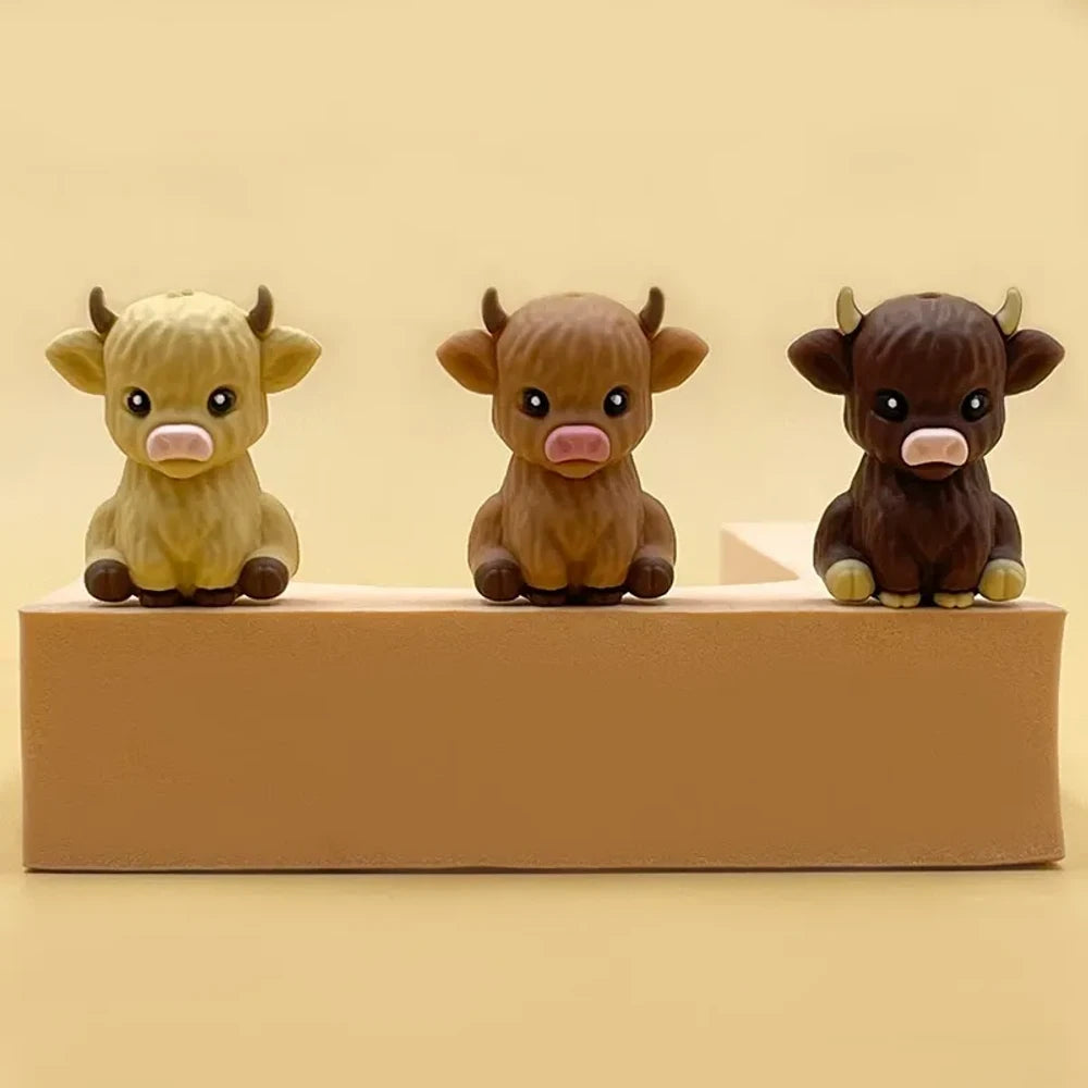 3D Cow Silicone Focal Beads for DIY Keychains Bracelet Pens