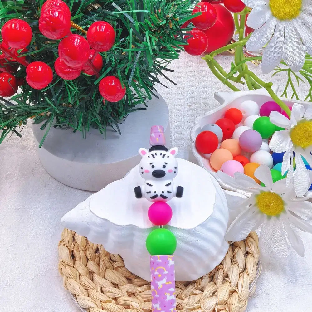 3D Cow Silicone Focal Beads for DIY Pens Bracelet Keychains