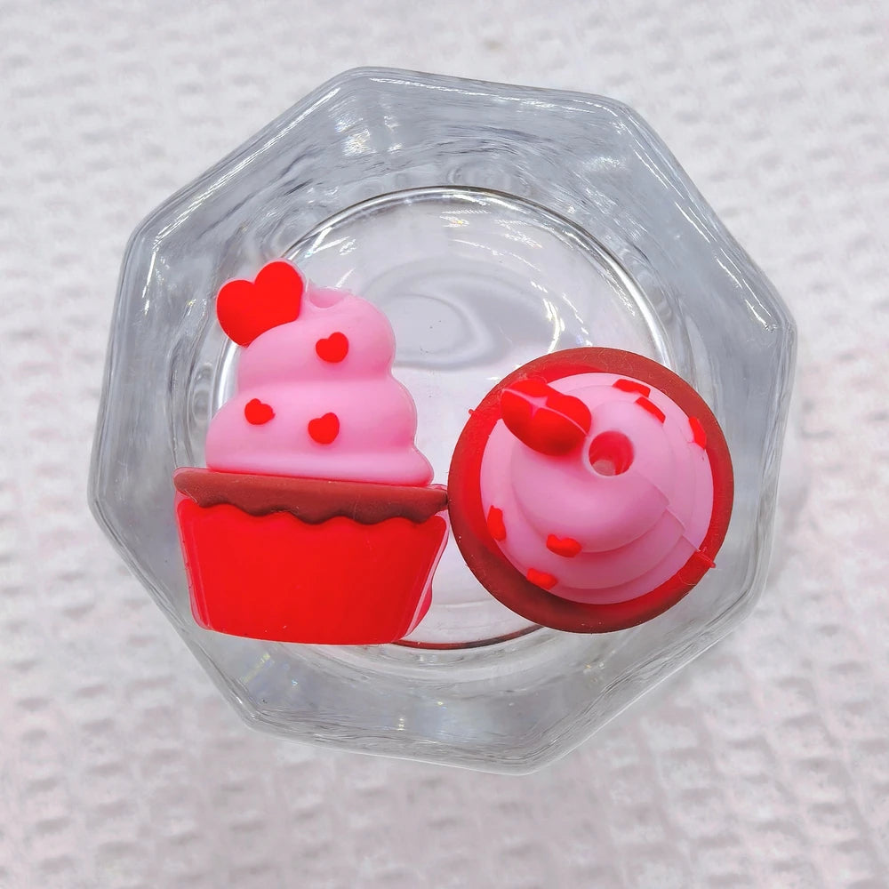 3D Cupcake Silicone Focal Beads for DIY Pens Keychains