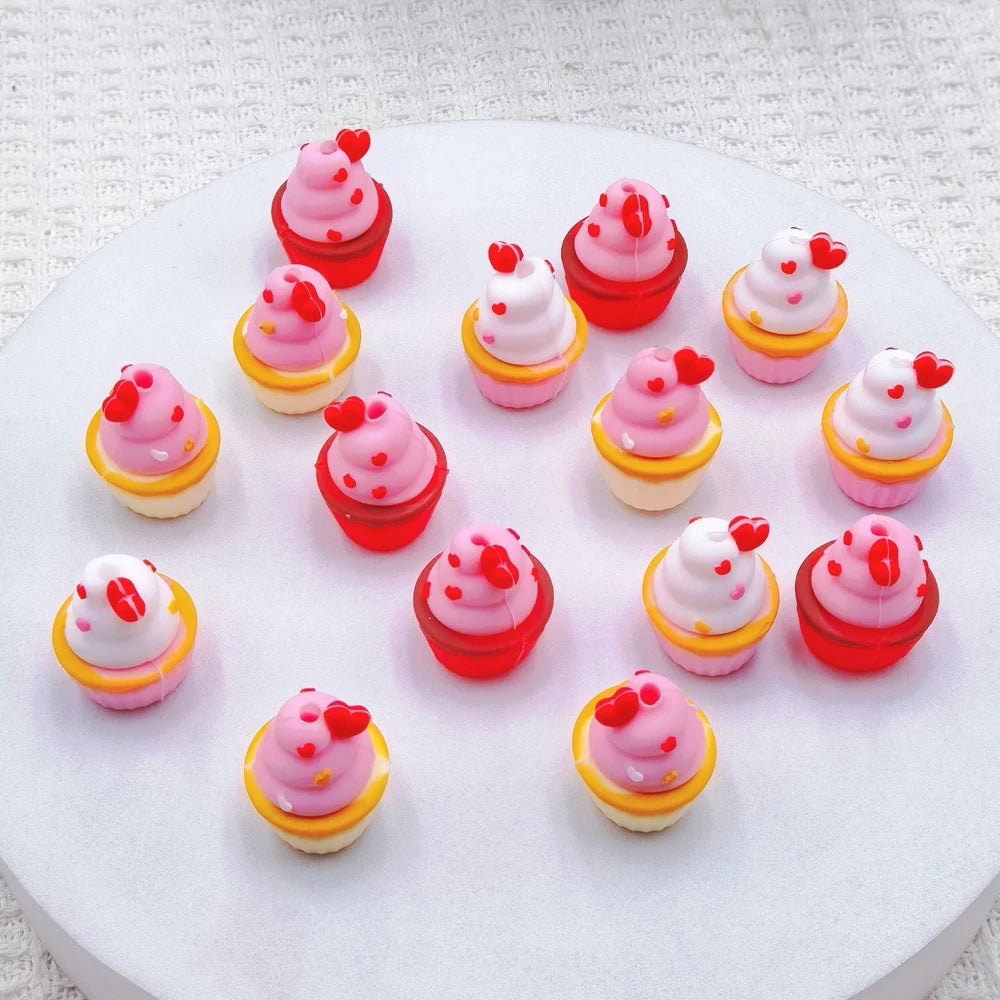 3D Cupcake Silicone Focal Beads for DIY Pens Keychains