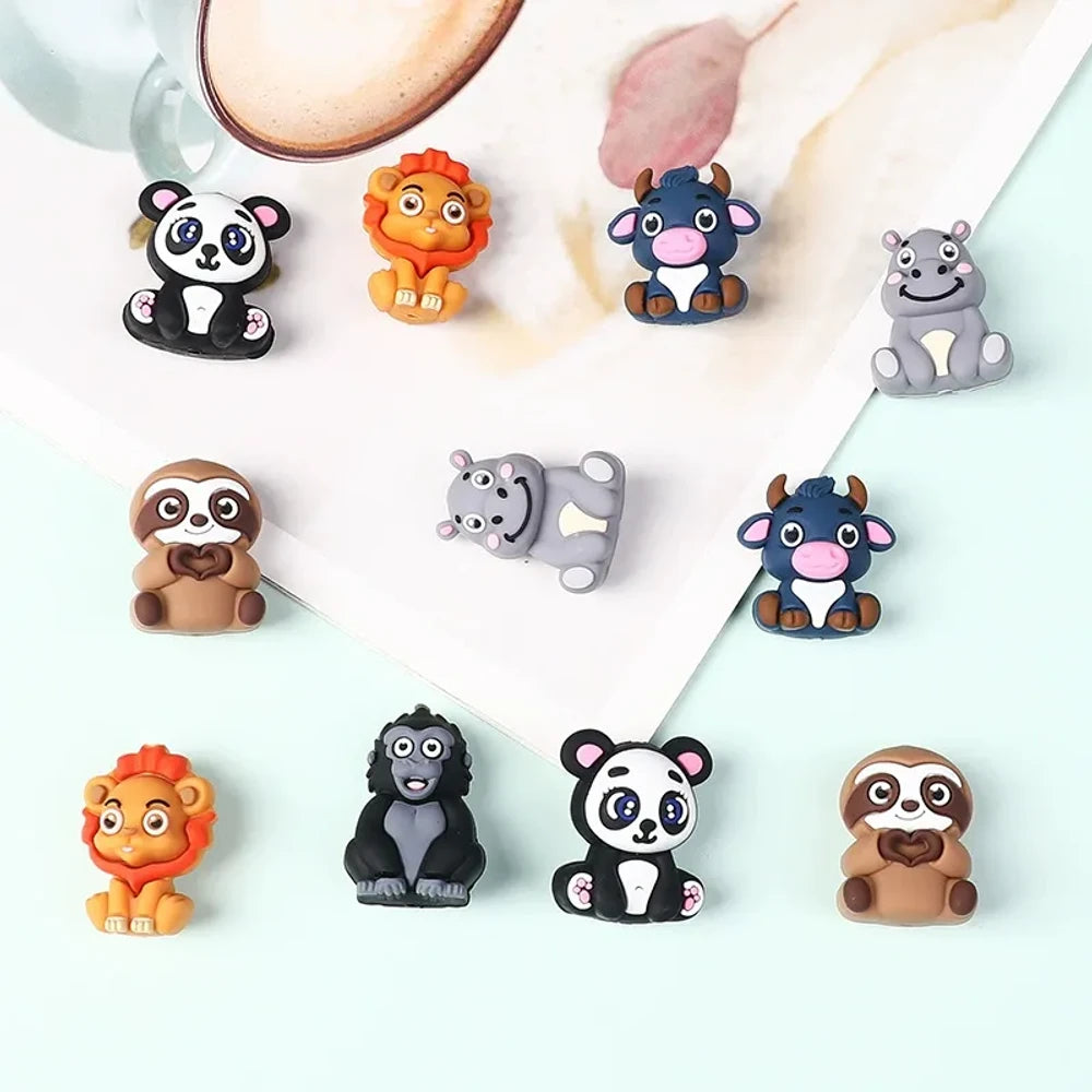 3D Cute Animals Silicone Focal Beads for Pens Keychains